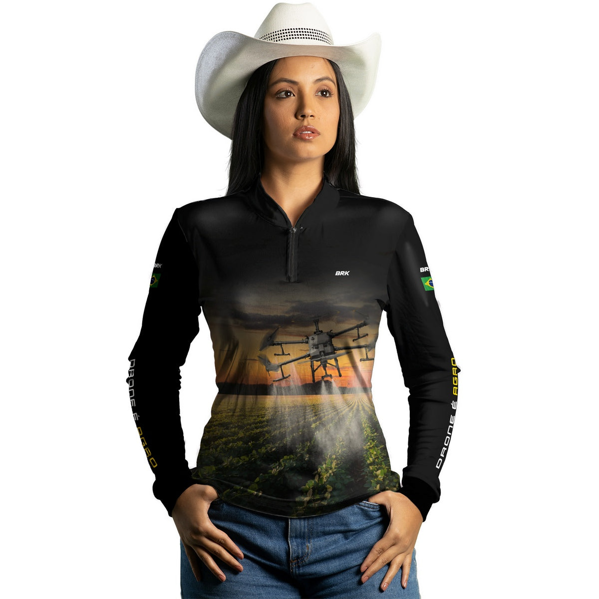 Camisa Agro Feminina Brk Pulverização Soja com Proteção Solar UV50+ - Brk Agro