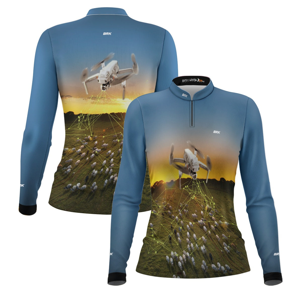 Camisa Agro Feminina Brk Drone Contagem de Gado com Proteção Solar UV50+ - Brk Agro