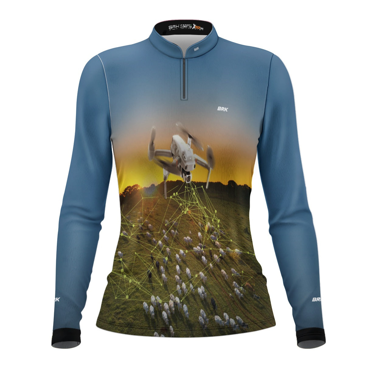 Camisa Agro Feminina Brk Drone Contagem de Gado com Proteção Solar UV50+ - Brk Agro