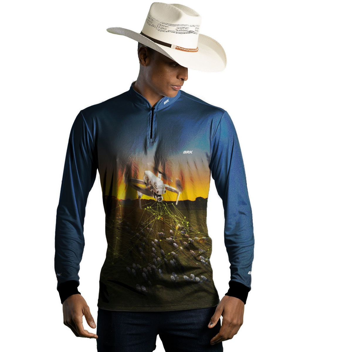 Camisa Agro Brk Drone Contagem de Gado com Proteção Solar UV50+ - Brk Agro