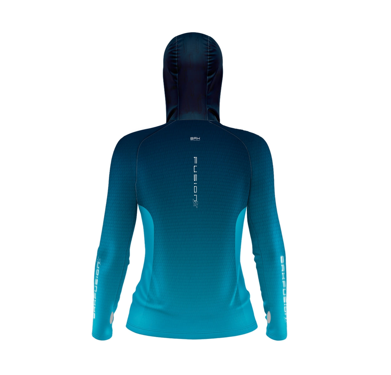 Camisa Feminina FusionX Brk Clean Azul com Capuz e Proteção Solar UV50+ - Brk Agro