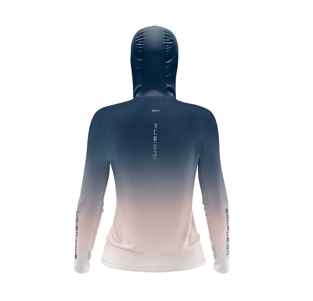 Camisa Feminina FusionX Brk Clean Degradê Azul Bege com Capuz e Proteção Solar UV50+ - Brk Agro