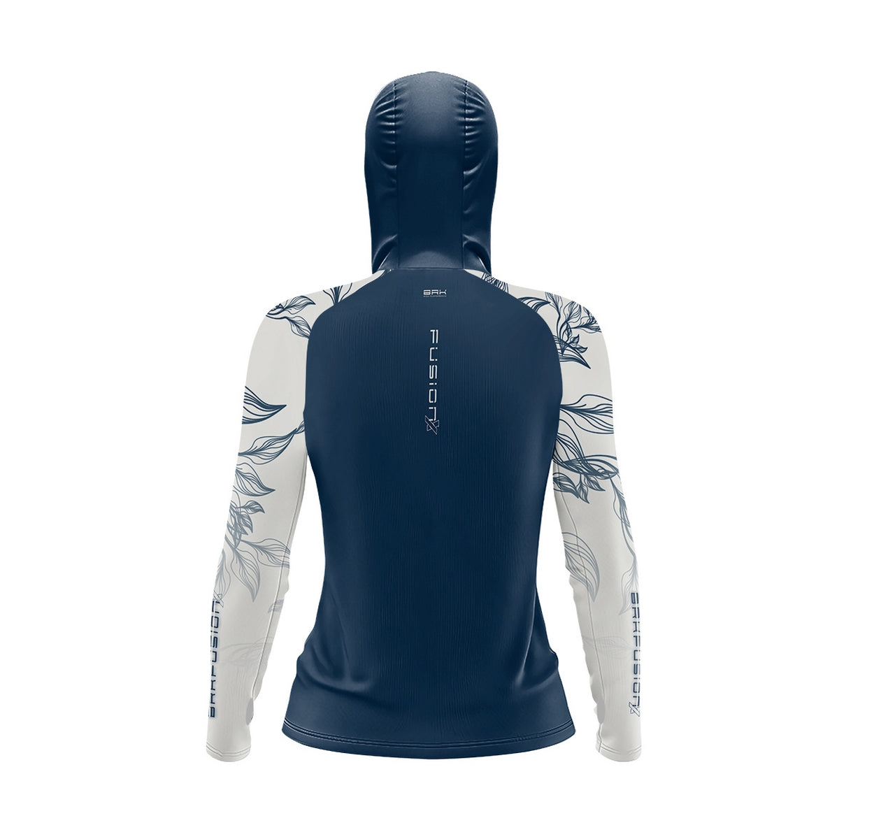 Camisa Feminina FusionX Brk Deep Azul Detalhe Folhas com Capuz e Proteção Solar UV50+ - Brk Agro