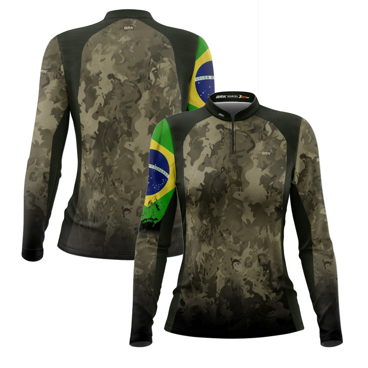 Camisa Agro Feminina Brk Camuflada Bandeira do Brasil com Proteção Solar UV50+ - Brk Agro
