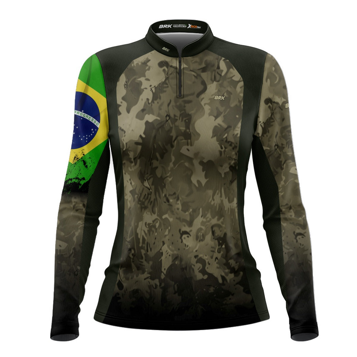 Camisa Agro Feminina Brk Camuflada Bandeira do Brasil com Proteção Solar UV50+ - Brk Agro
