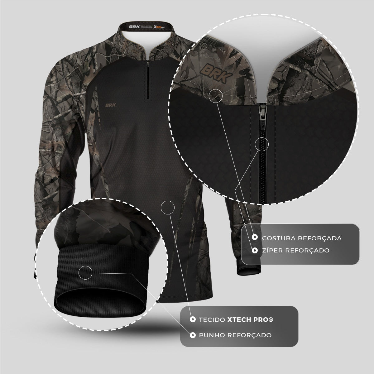Camisa Agro Brk Camuflada Galhos com Proteção Solar UV50+ - Brk Agro