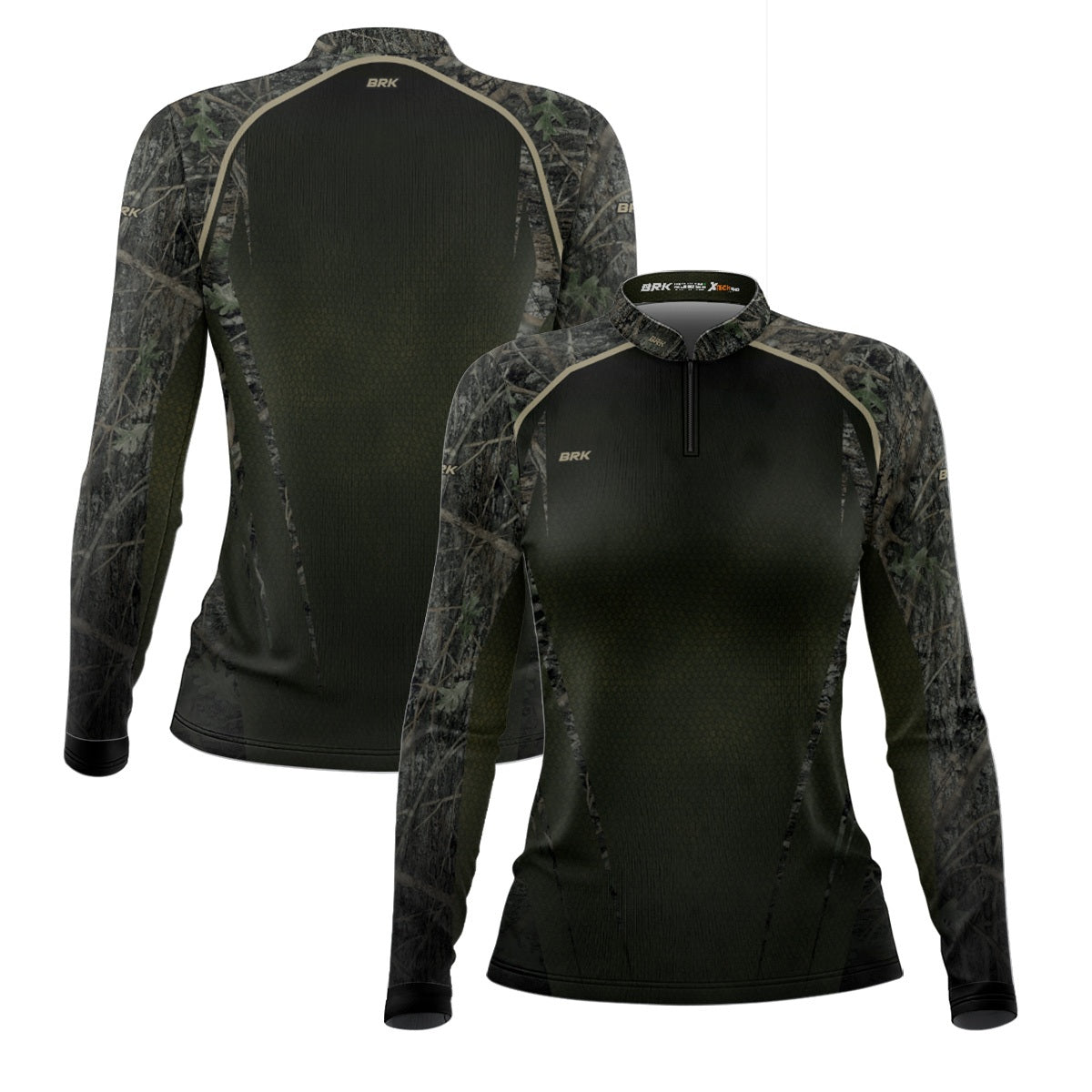 Camisa Agro Feminina Brk Camuflada Verde com Proteção Solar UV50+ - Brk Agro