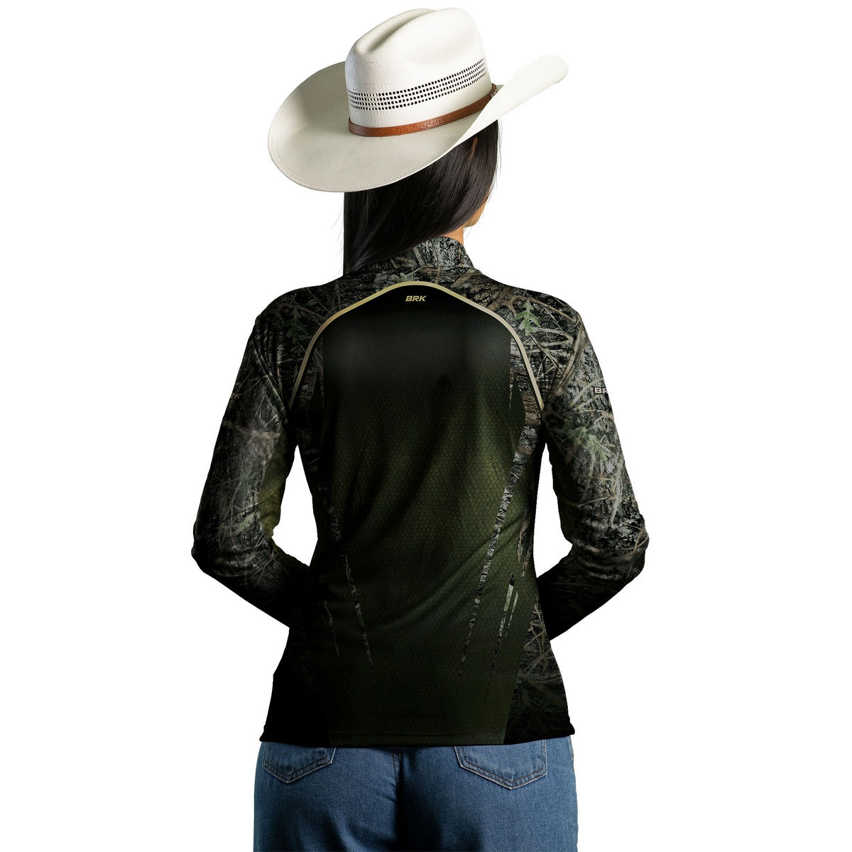 Camisa Agro Feminina Brk Camuflada Verde com Proteção Solar UV50+ - Brk Agro