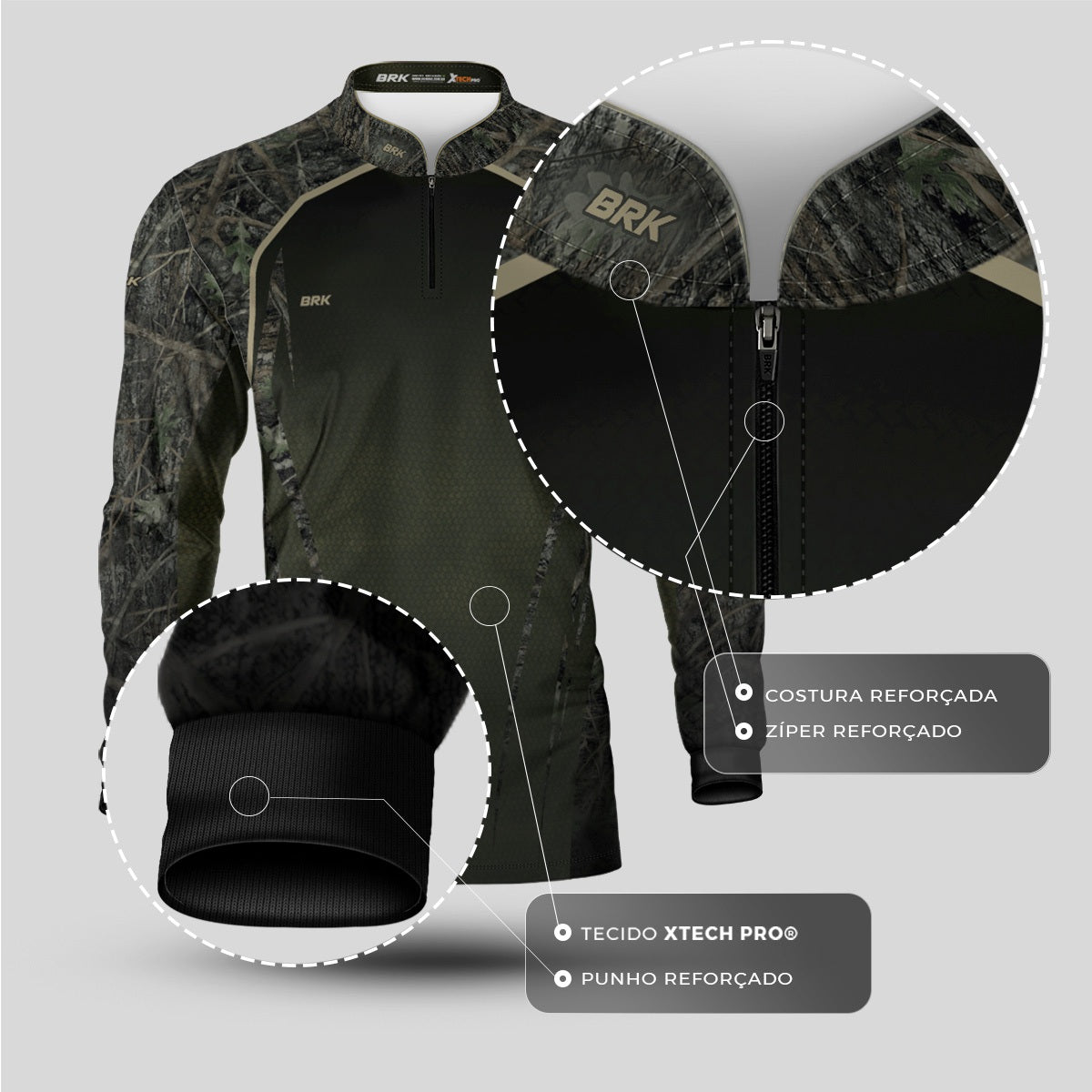 Camisa Agro Brk Camuflada Verde com Proteção Solar UV50+ - Brk Agro