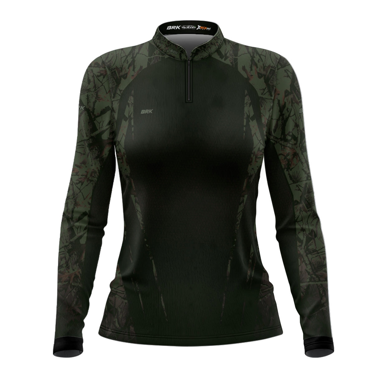 Camisa Agro Feminina Brk Camuflada Verde Militar com Proteção Solar UV50+ - Brk Agro