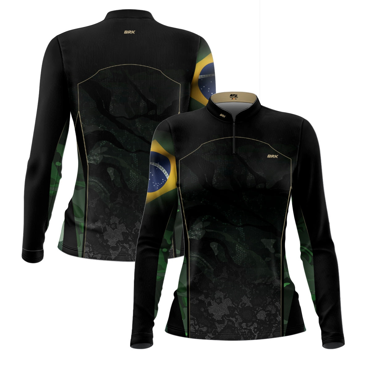 Camisa Agro Feminina Brk Feminina Camuflada Bandeira do Brasil com Proteção Solar UV50+ - Brk Agro