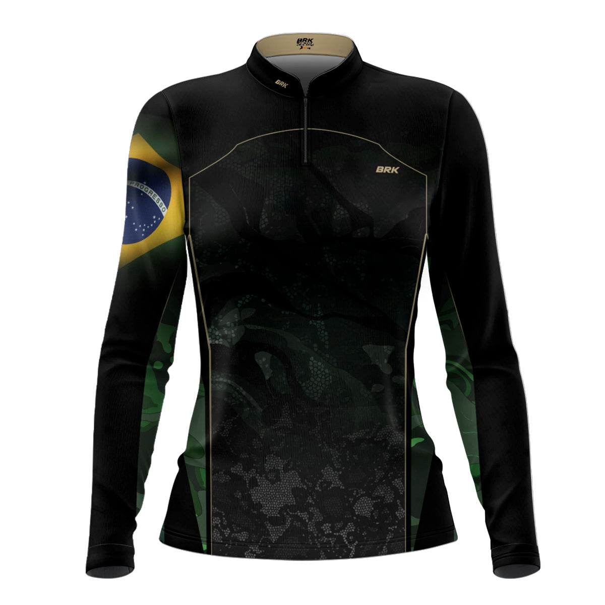 Camisa Agro Feminina Brk Feminina Camuflada Bandeira do Brasil com Proteção Solar UV50+ - Brk Agro
