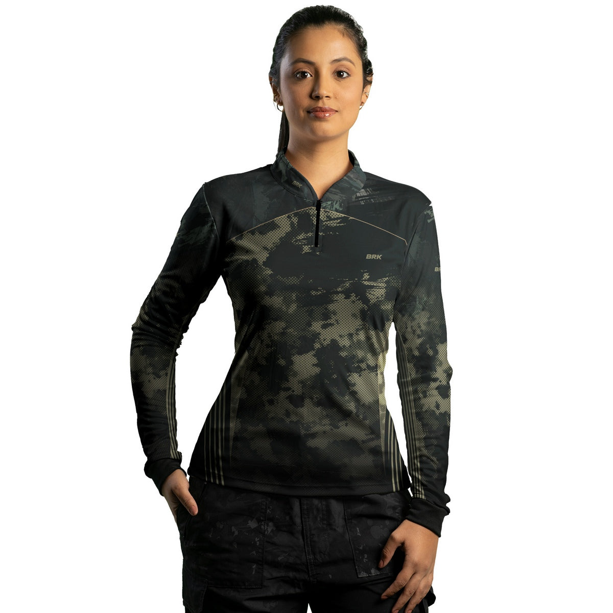 Camisa Agro Feminina Brk Camuflada Militar com Proteção Solar UV50+ - Brk Agro