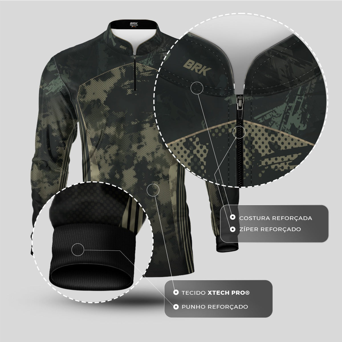 Camisa Agro Brk Camuflada Militar com Proteção Solar UV50+ - Brk Agro