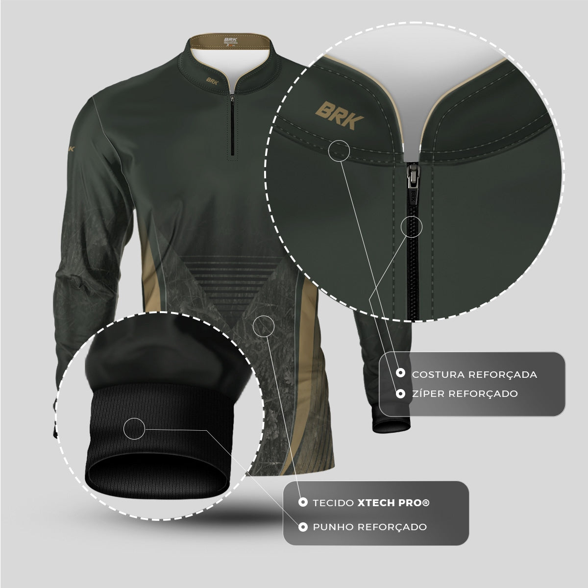 Camisa Agro Brk Camuflada Verde com Proteção Solar UV50+ - Brk Agro