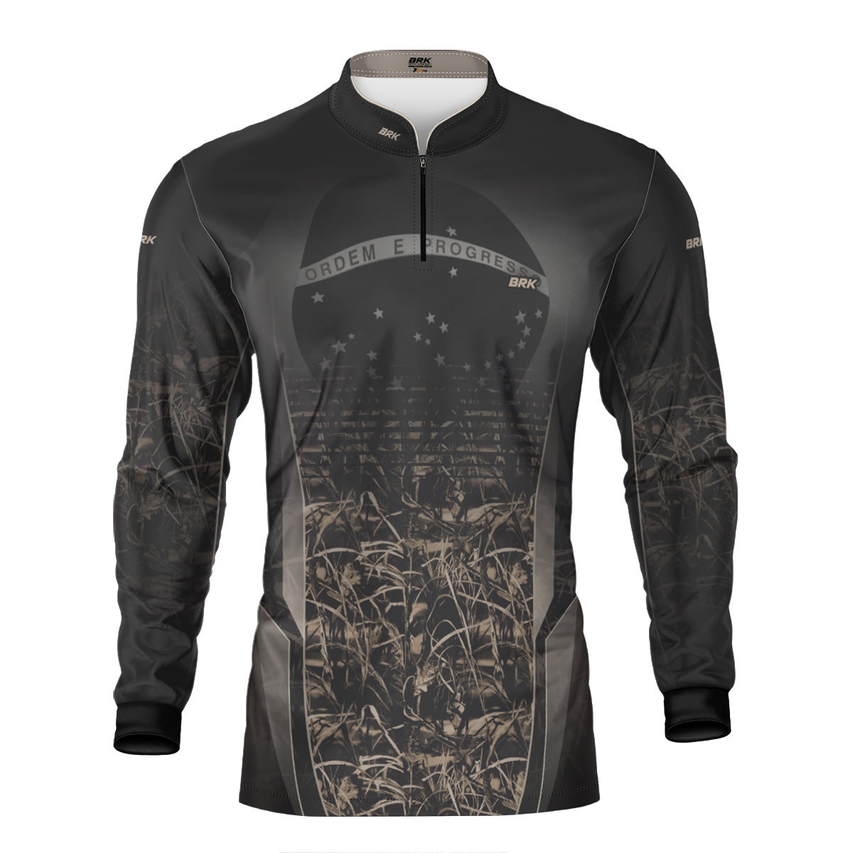 Camisa Agro Brk Camuflada Cinza com Bandeira do Brasil com Proteção Solar UV50+ - Brk Agro