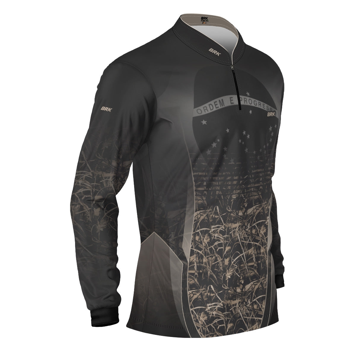 Camisa Agro Brk Camuflada Cinza com Bandeira do Brasil com Proteção Solar UV50+ - Brk Agro
