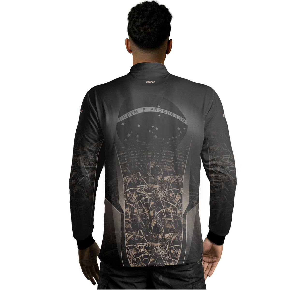 Camisa Agro Brk Camuflada Cinza com Bandeira do Brasil com Proteção Solar UV50+ - Brk Agro