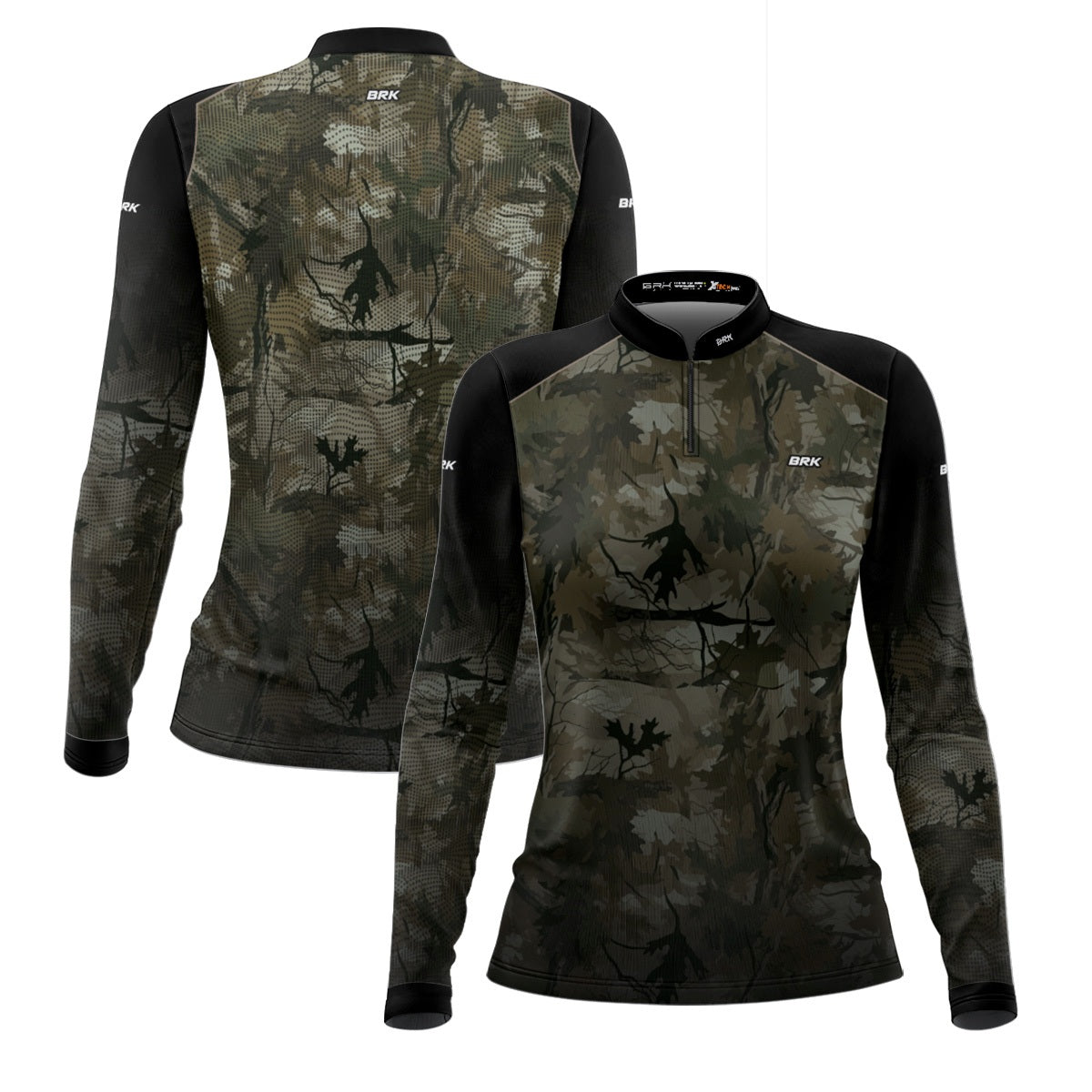 Camisa Agro Feminina Brk Camuflada Verde Folhas com Proteção Solar UV50+ - Brk Agro