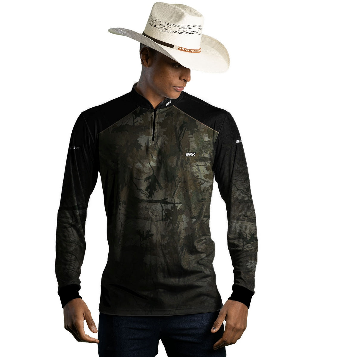 Camisa Agro Brk Camuflada Verde Folhas com Proteção Solar UV50+ - Brk Agro