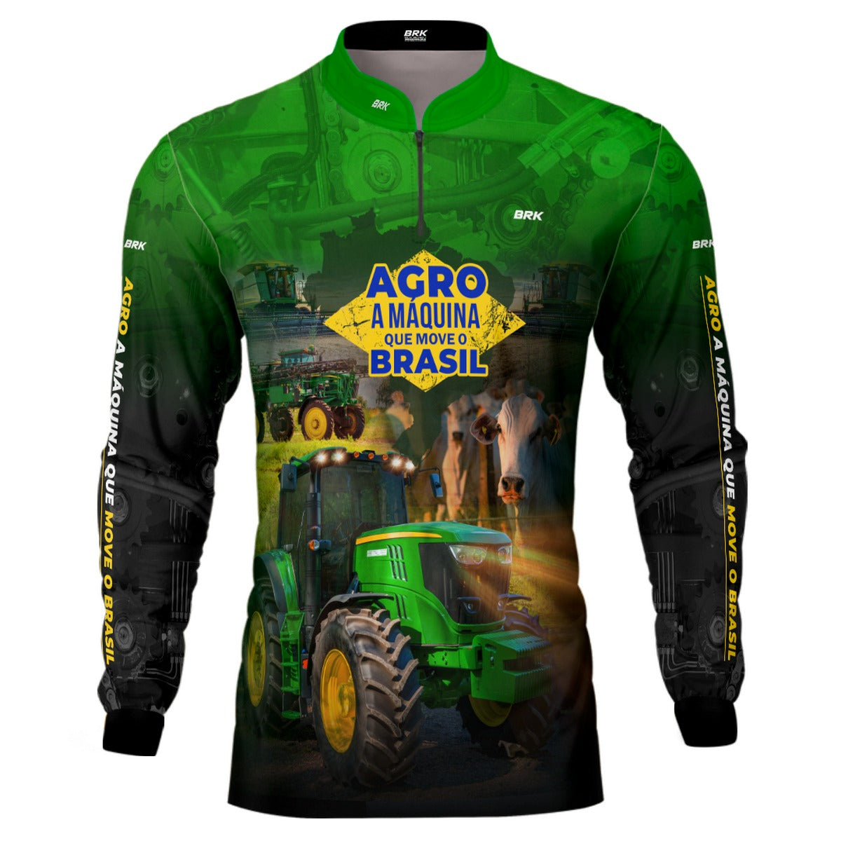 Camisa Agro Brk A Máquina Que Move o Brasil - Verde com UV50+ - Tamanho:G2 - Brk Agro