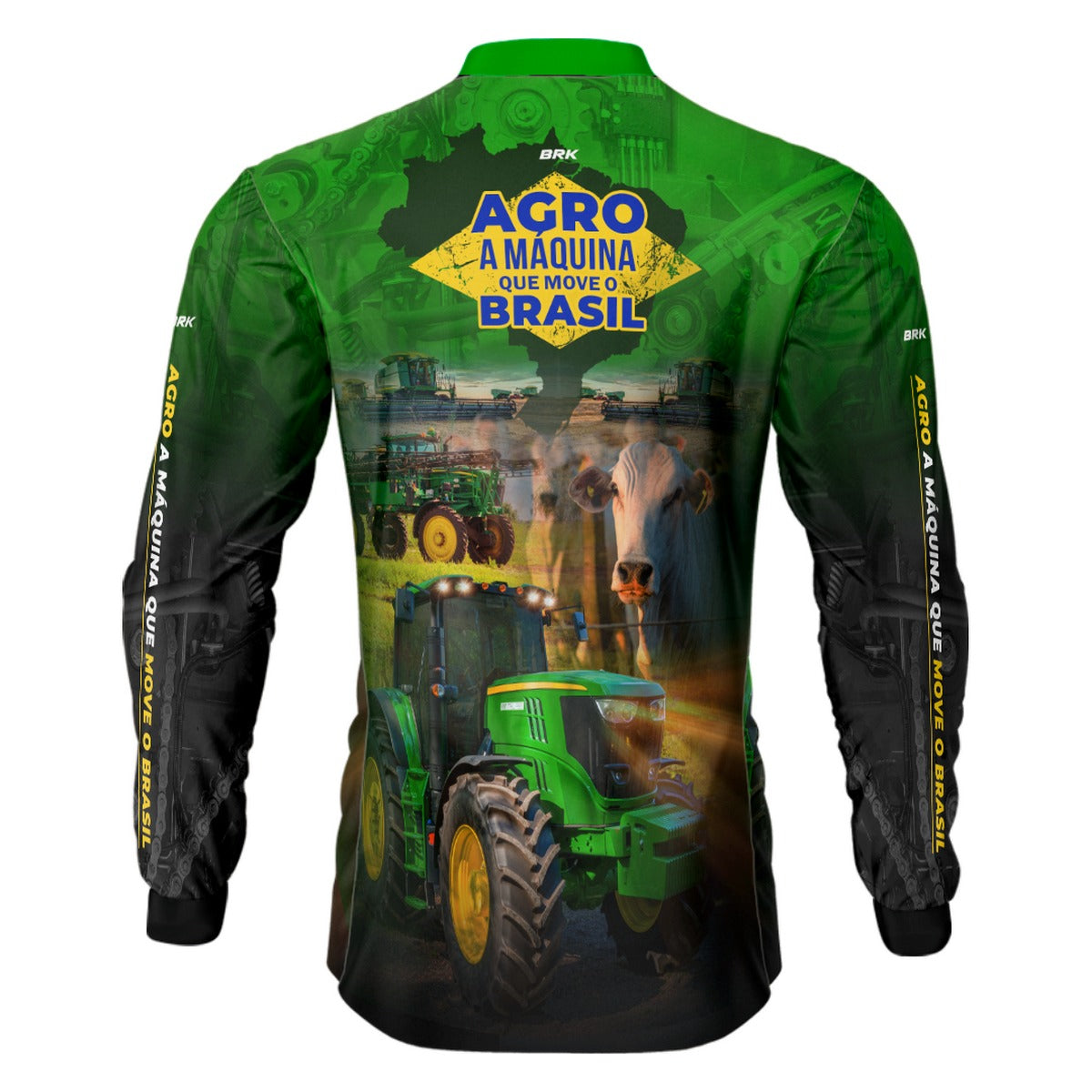 Camisa Agro Brk A Máquina Que Move o Brasil - Verde com UV50+ - Tamanho:G2 - Brk Agro