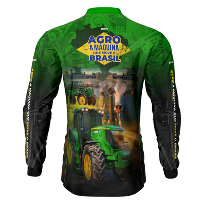Camisa Agro Brk A Máquina Que Move o Brasil - Verde com UV50+ - Tamanho:G2 - Brk Agro