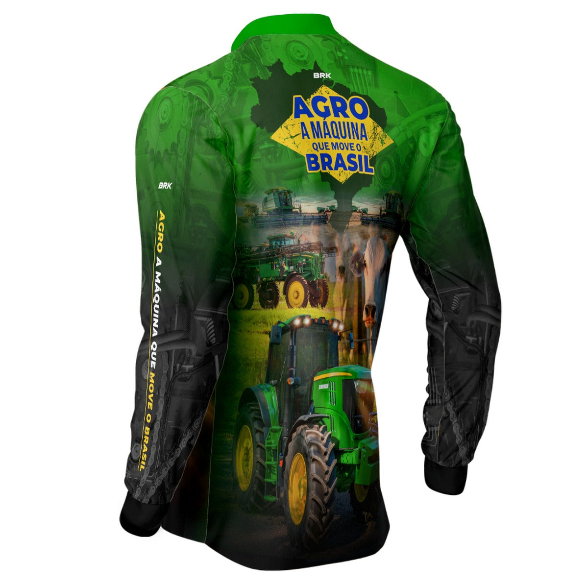 Camisa Agro Brk A Máquina Que Move o Brasil - Verde com UV50+ - Tamanho:G2 - Brk Agro