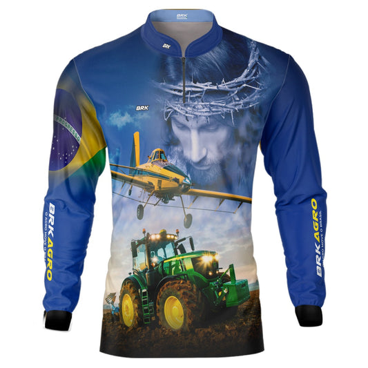 Camisa Agro Brk Jesus Agricultura de Precisão com UV50 - Tamanho:PP - Envio Imediato - Brk Agro