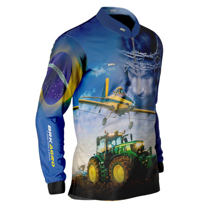 Camisa Agro Brk Jesus Agricultura de Precisão com UV50 - Tamanho:PP - Envio Imediato - Brk Agro