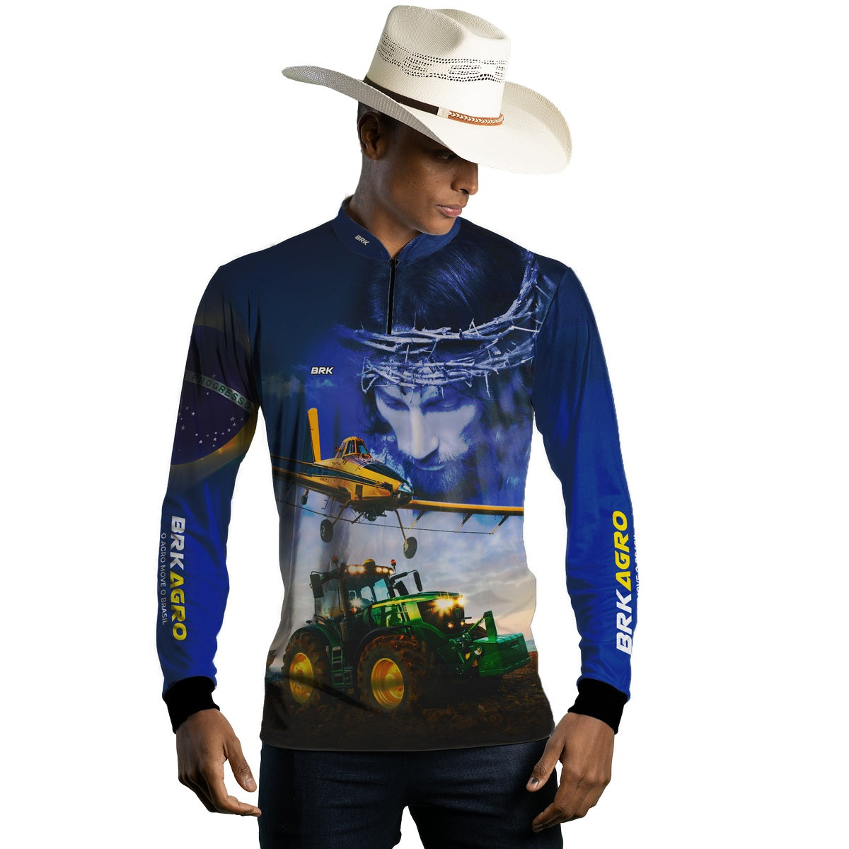Camisa Agro Brk Jesus Agricultura de Precisão com UV50 - Tamanho:PP - Envio Imediato - Brk Agro