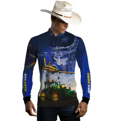 Camisa Agro Brk Jesus Agricultura de Precisão com UV50 - Tamanho:PP - Envio Imediato - Brk Agro
