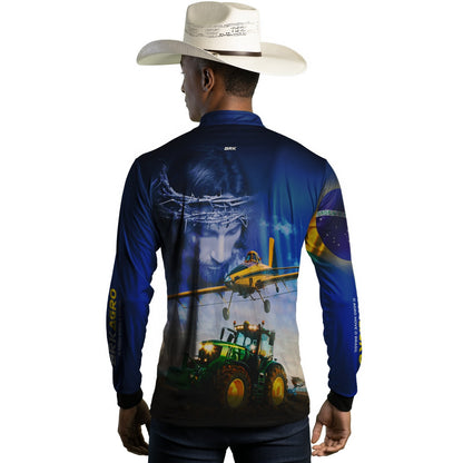 Camisa Agro Brk Jesus Agricultura de Precisão com UV50 - Tamanho:PP - Envio Imediato - Brk Agro