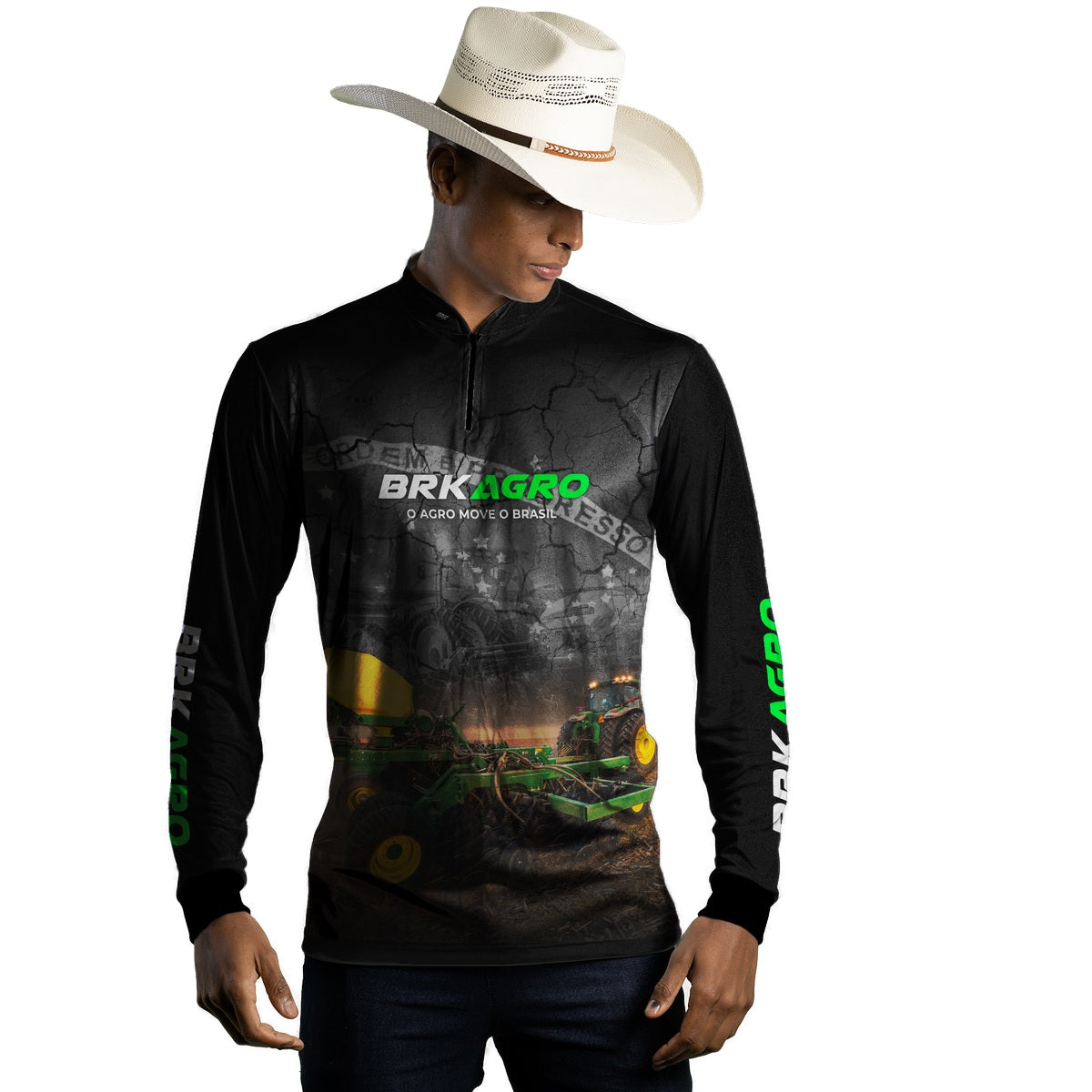 Camisa Agro Brk Plantadeira Preta com UV50+ - Tamanho:M - Brk Agro
