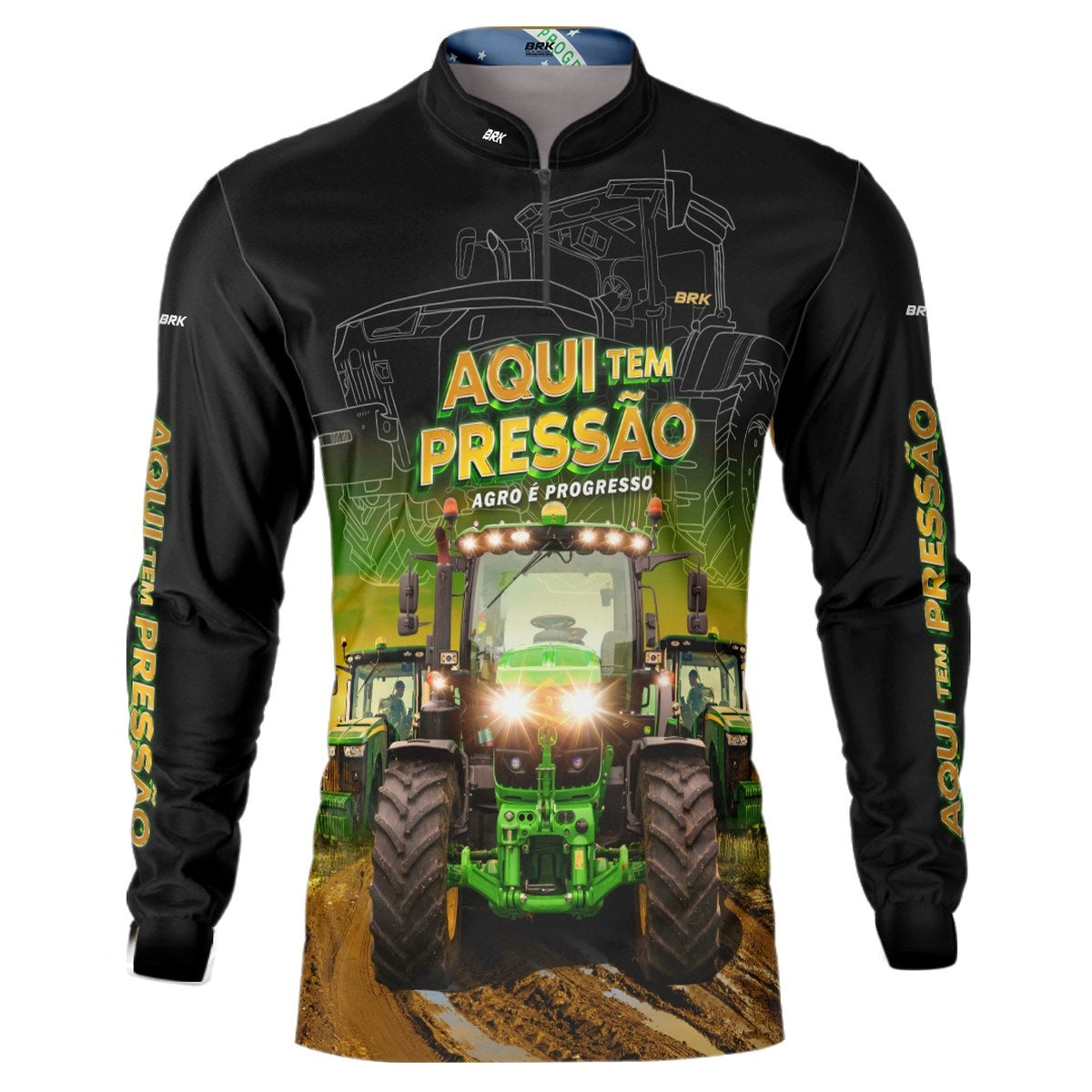 Camisa Agro Brk Aqui Tem Pressão UV50  - Tamanho: PP - Envio Imediato - Brk Agro