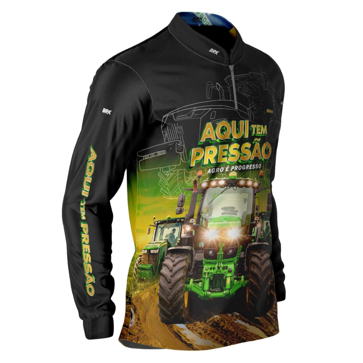 Camisa Agro Brk Aqui Tem Pressão UV50  - Tamanho: PP - Envio Imediato - Brk Agro