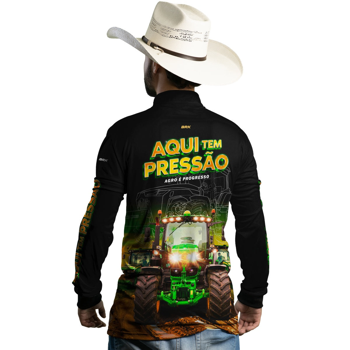Camisa Agro Brk Aqui Tem Pressão UV50  - Tamanho: PP - Envio Imediato - Brk Agro
