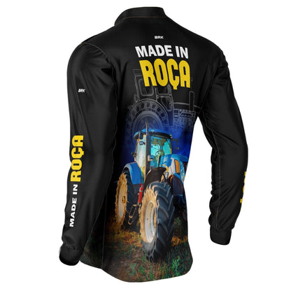 Camisa Brk Agro Made in Roça Trator Azul com UV50 - Tamanho:P - Envio Imediato - Brk Agro