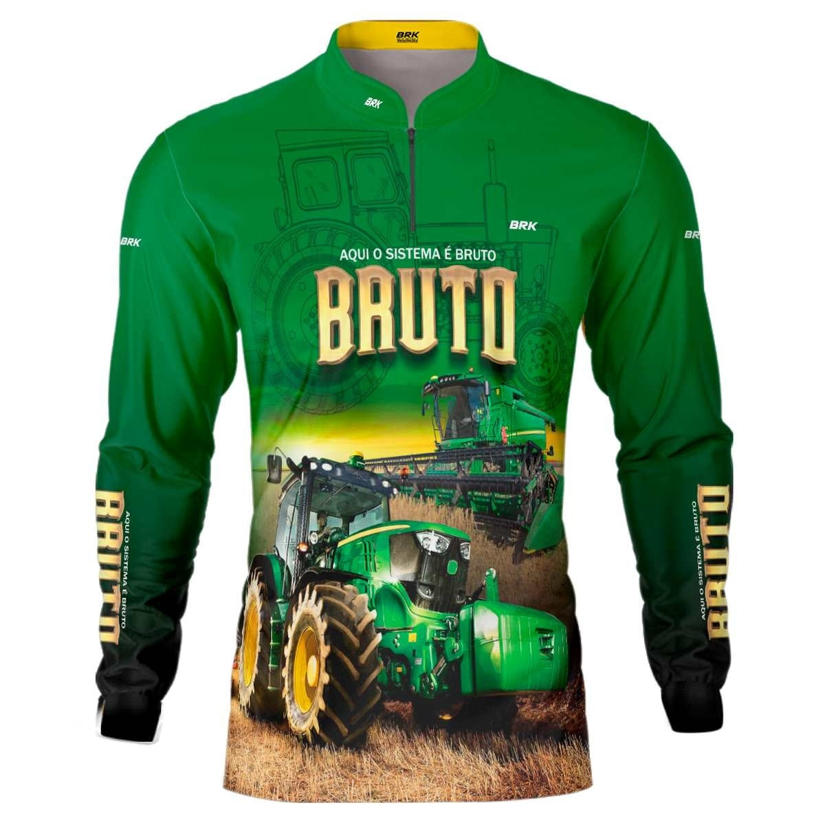 Camisa Agro Brk Sistema Bruto Trator Verde com UV50 - Envio Imediato - Brk Agro