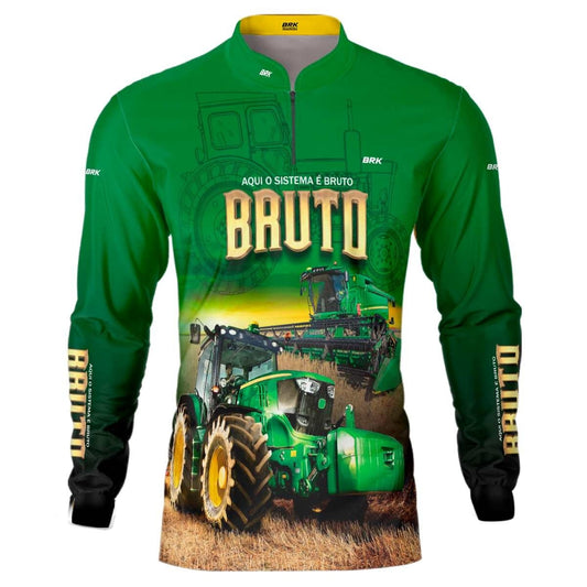 Camisa Agro Brk Sistema Bruto Trator Verde com UV50 - Envio Imediato - Brk Agro