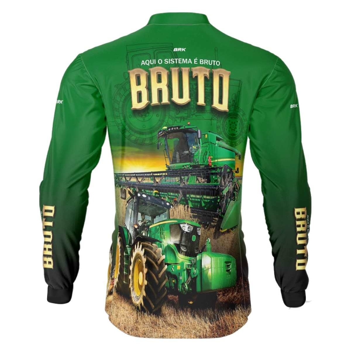 Camisa Agro Brk Sistema Bruto Trator Verde com UV50 - Envio Imediato - Brk Agro