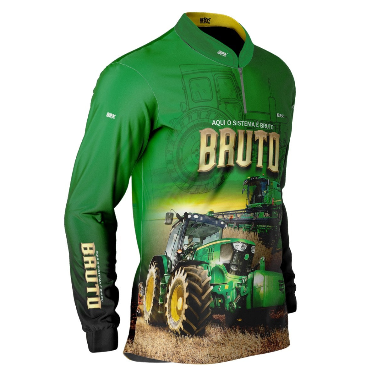Camisa Agro Brk Sistema Bruto Trator Verde com UV50 - Envio Imediato - Brk Agro
