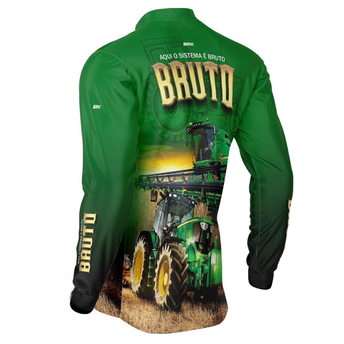 Camisa Agro Brk Sistema Bruto Trator Verde com UV50 - Envio Imediato - Brk Agro