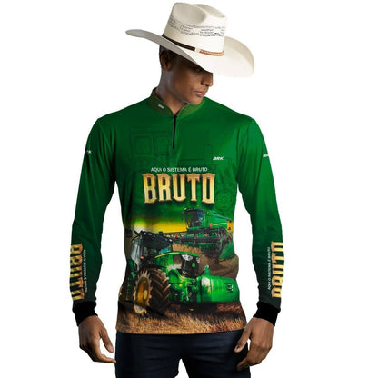 Camisa Agro Brk Sistema Bruto Trator Verde com UV50 - Envio Imediato - Brk Agro