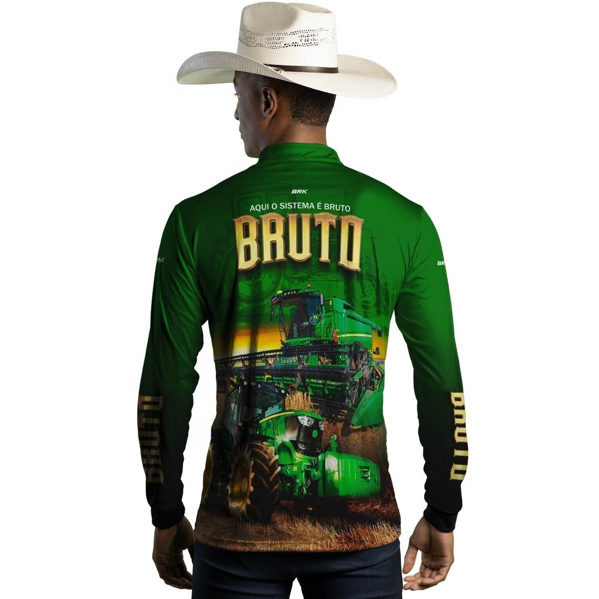 Camisa Agro Brk Sistema Bruto Trator Verde com UV50 - Envio Imediato - Brk Agro