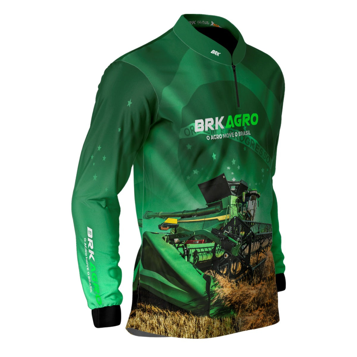 Camisa Agro Brk O Agro Move o Brasil Colheitadeira com Proteção Solar UV50+ - Brk Agro