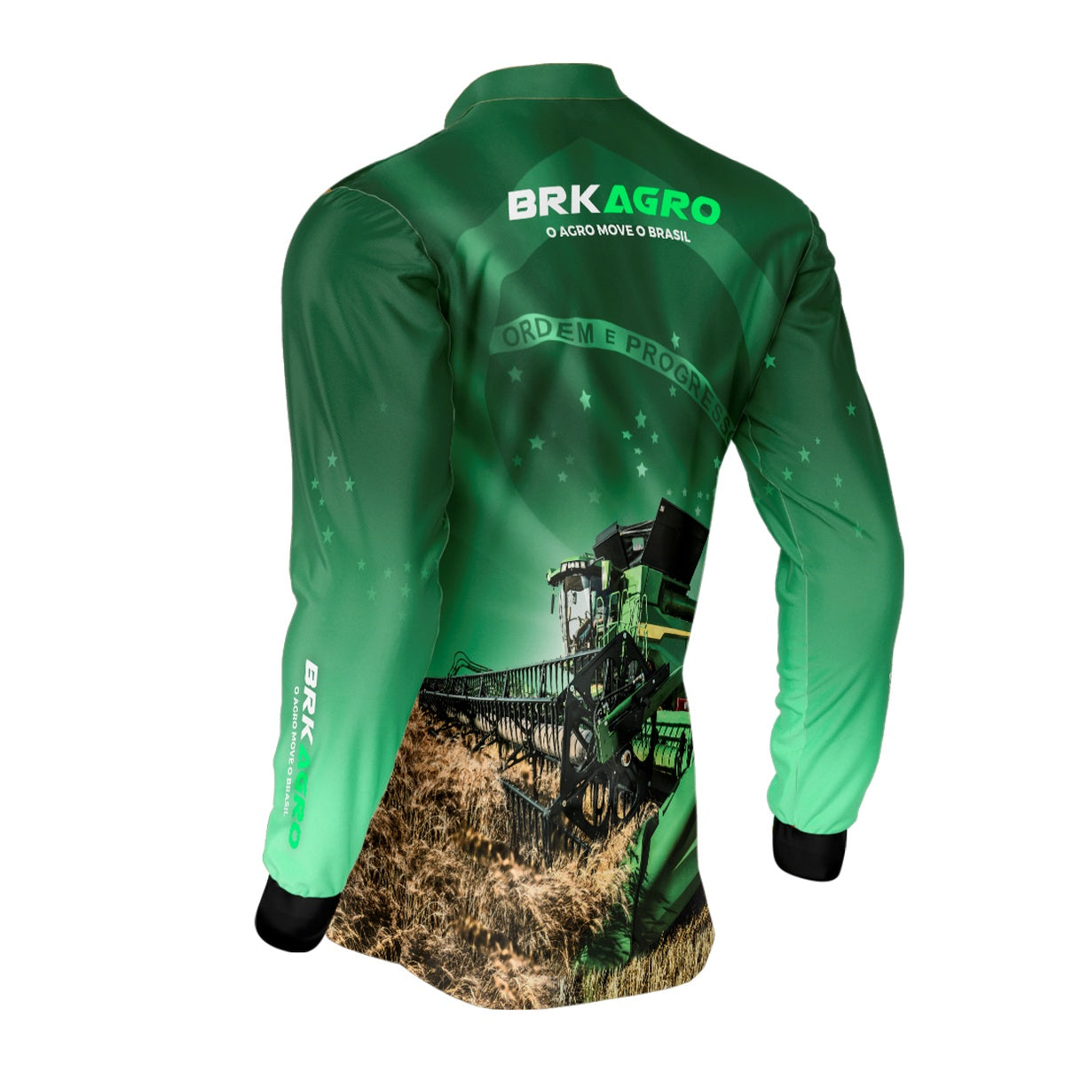Camisa Agro Brk O Agro Move o Brasil Colheitadeira com Proteção Solar UV50+ - Brk Agro