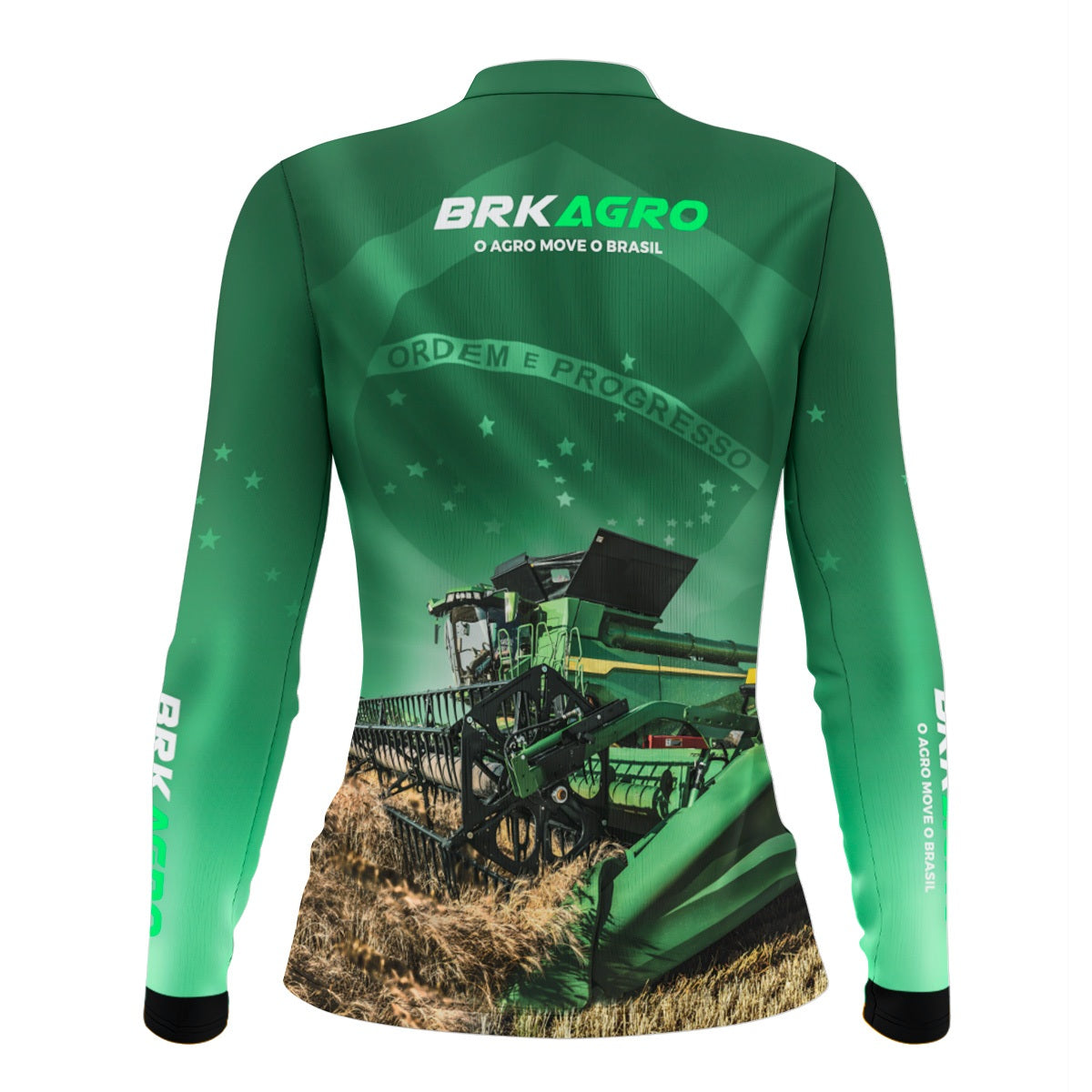 Camisa Feminina Agro  Brk o Agro Move o Brasil Colheitadeira com Proteção Solar UV50+ - Brk Agro