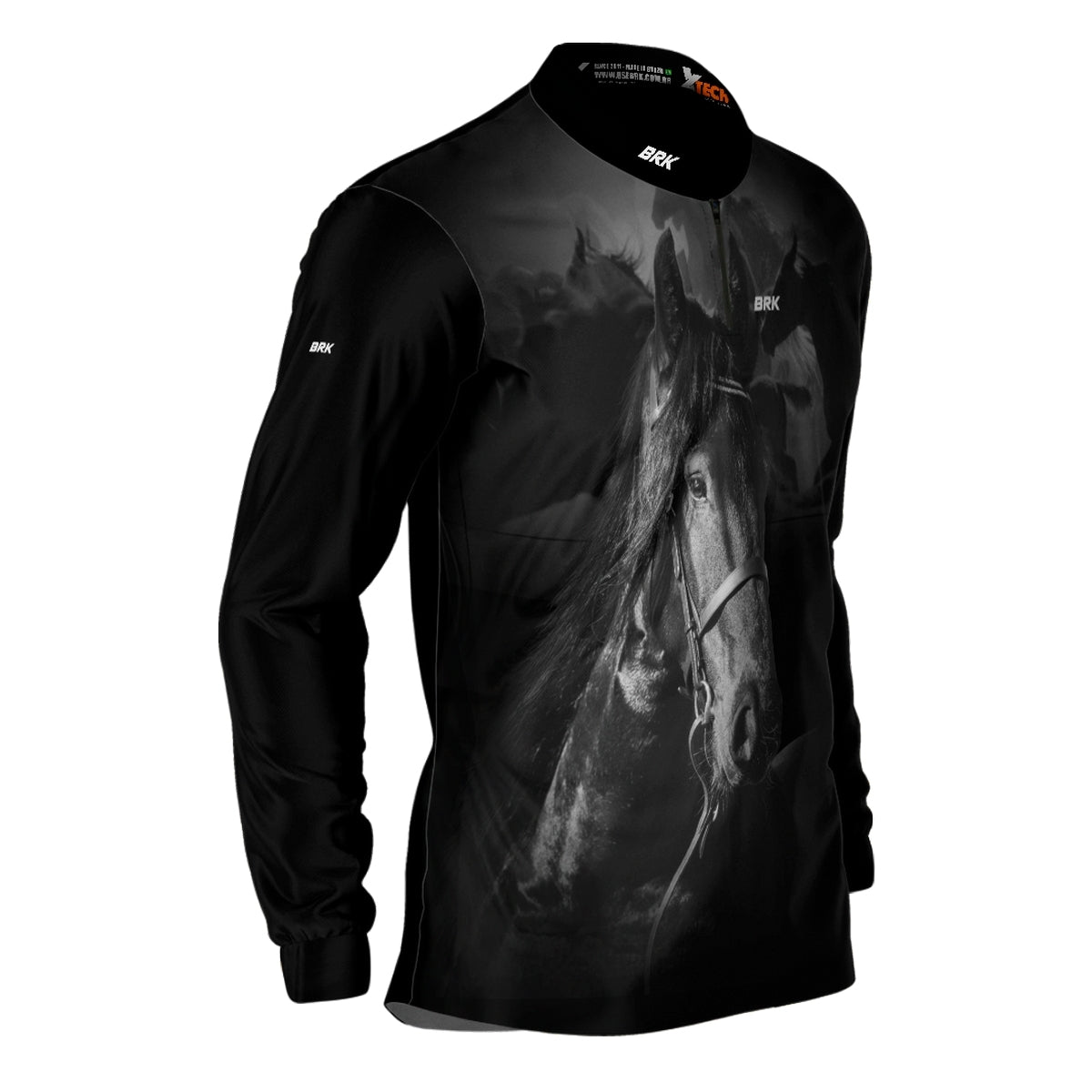Camisa Agro Brk Cavalo Mangalarga Preta com Proteção Solar UV50+ - Brk Agro