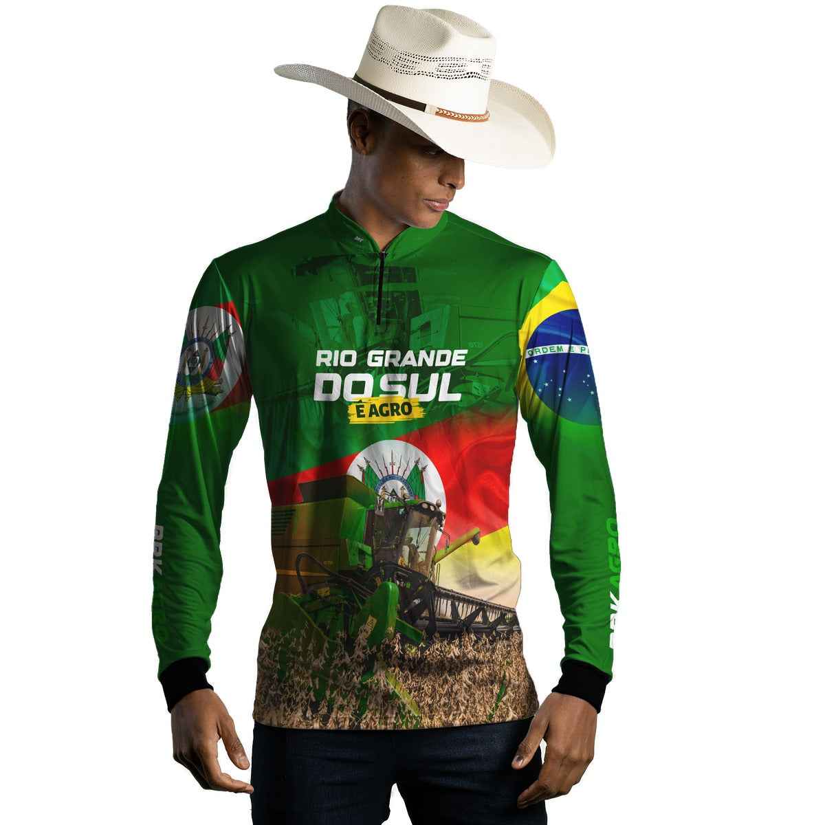 Camisa Agro Brk Colheitadeira e Rio Grande do Sul é Agr UV50+ - Brk Agro